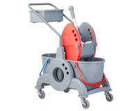 Wózek dwuwiadrowy 30 l (2 x 15 l) z kuwetą 8 l czerwona prasa Merida HFV101