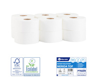 Papier toaletowy TOP biały śr 18 cm dł 100m 2W zgrzewka 12 szt ECOLABEL Merida PTB209
