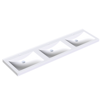 KWC QUADRO Umywalka potrójna z kompozytu mineralnego MIRANIT BIEL ALPEJSKA ANMW430